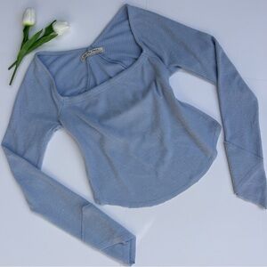 free people | size xs | nwt asymmetric blue long sleeve top